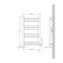 Technische Zeichnung: LuxeBath Badheizkörper Sahara, 600x800mm, Anthrazit, Seitenanschluss.