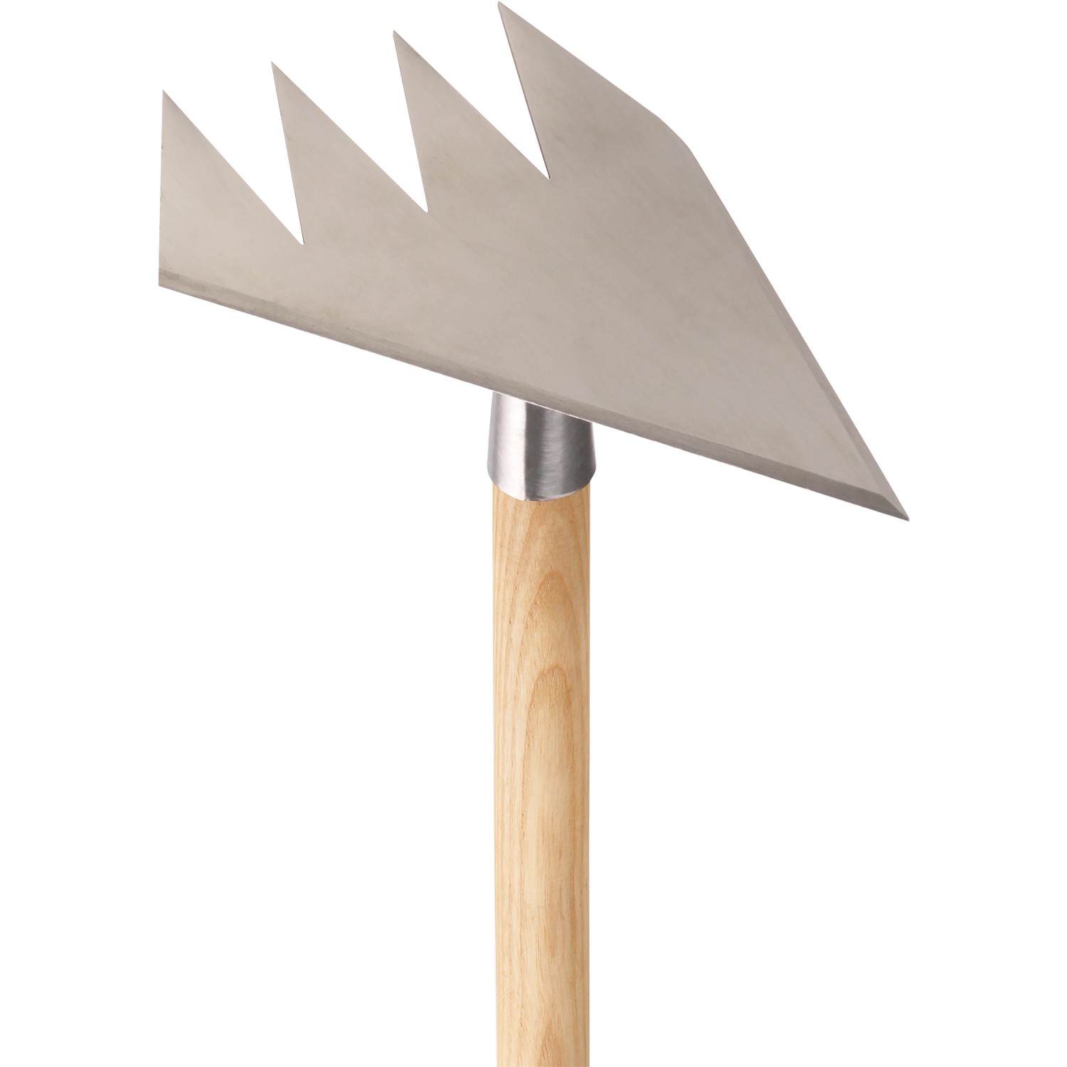 Ruwi Multi-Harke 8in1 aus Edelstahl mit Holzstiel für die Bodenbearbeitung.