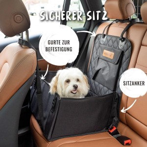 Schwarzer Rudelkönig Hundesitz Auto mit Hund, wasserdicht und gepolstert.