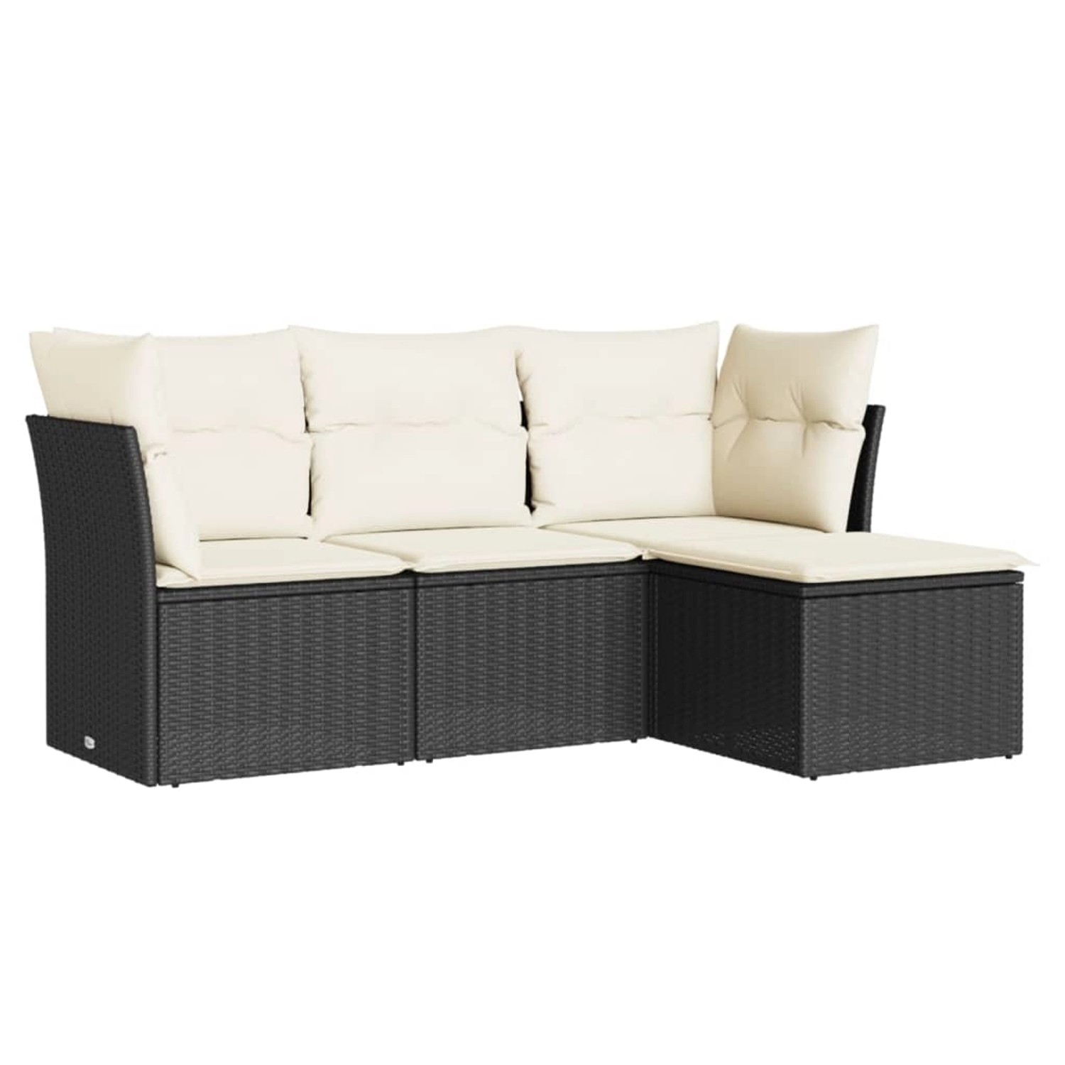 vidaXL 4-Tlg Garten-Sofagarnitur mit Kissen Schwarz Poly Rattan 3249375 günstig online kaufen