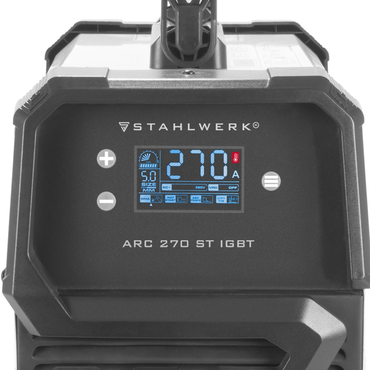 STAHLWERK ARC 270 ST Schweißgerät mit Digitalanzeige und Zubehör.