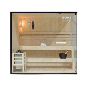 Home Deluxe Sauna SHADOW XL für 5 Personen, Fichtenholz, Glasfront, mit Zubehör.