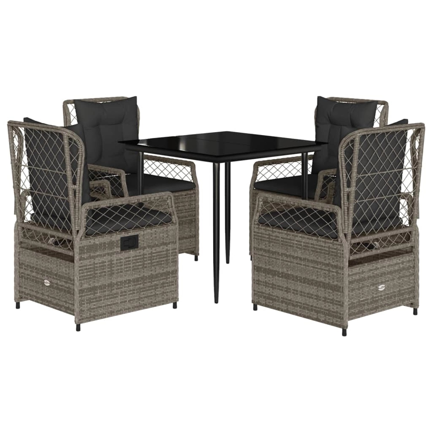vidaXL 5-Tlg Garten-Essgruppe mit Kissen Grau Poly Rattan 3262986 günstig online kaufen
