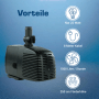 Schwarze Kerry Electronics Teichpumpe, 1500 l/h, 25W, mit 8m Kabel. Aquariumpumpe für Teich & Springbrunnen.