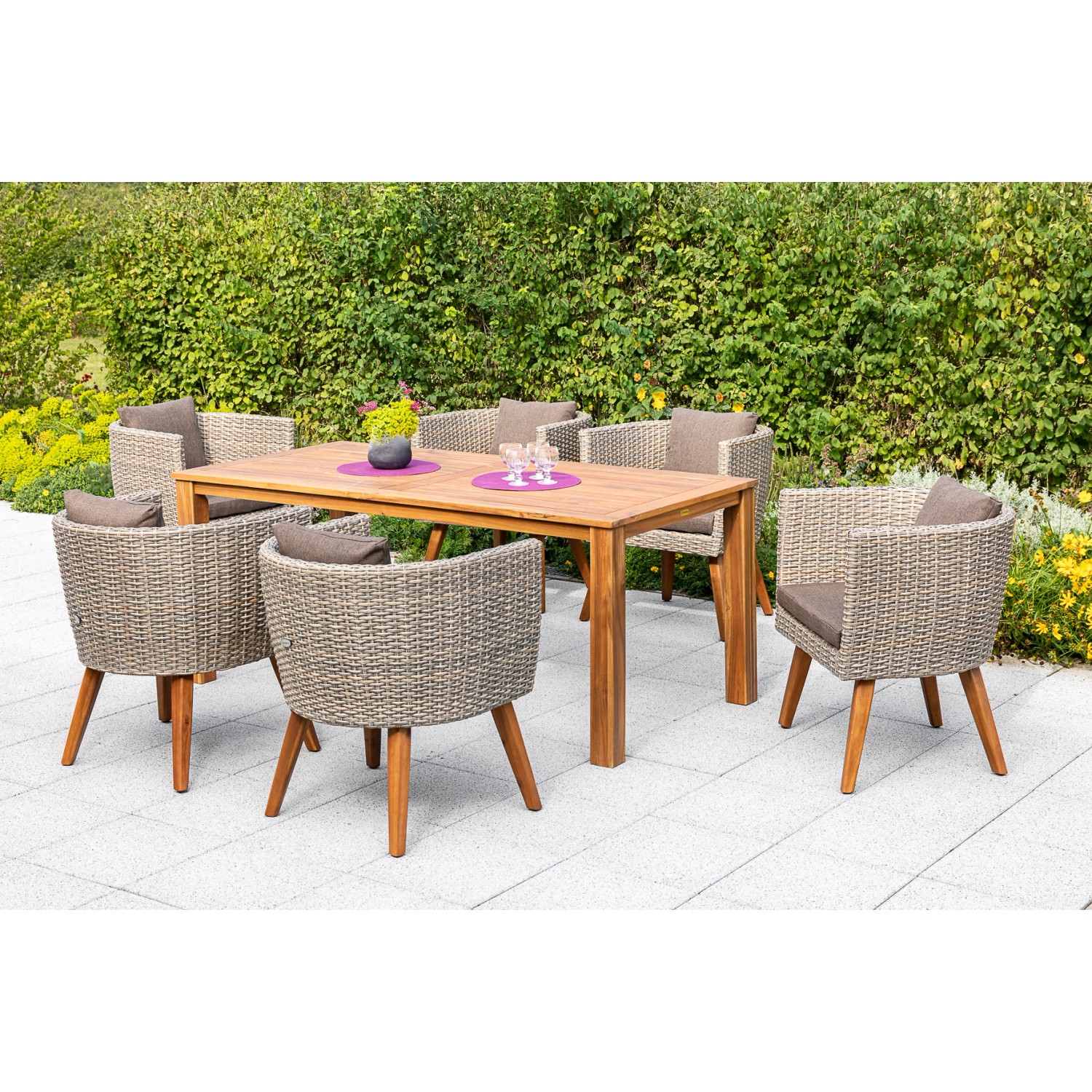 Merxx Gartenmöbel-Set Imperia 7-teilig 185 cm x 90 cm