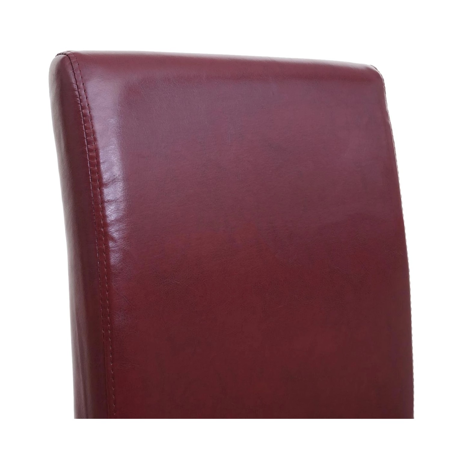 Detailansicht: Roter MCW Esszimmerstuhl Crotone mit hellen Beinen, Polsterstuhl.