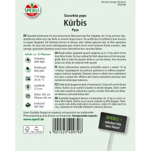 Sperli Kürbis Pyza Samenpackung: Spaghettikürbis für den Gemüseanbau im Garten.