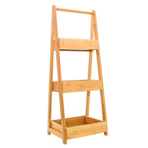 DuneDesign Bambus Badregal mit 3 Körben, ca. 30x26x78cm. Standregal für Badutensilien.