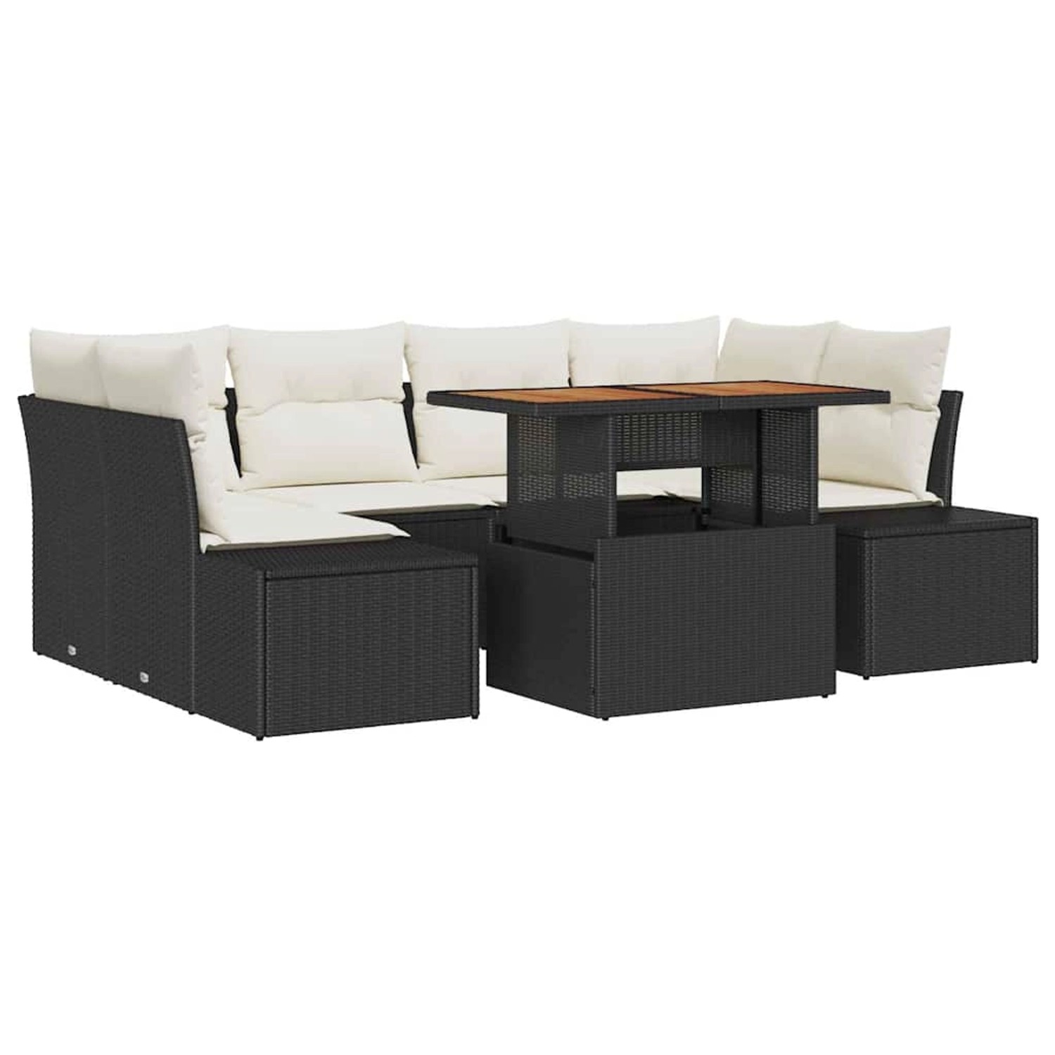 vidaXL Garten-Sofa-Set mit Speicher 7-Tlg Schwarz Poly Rattan 3358651 günstig online kaufen