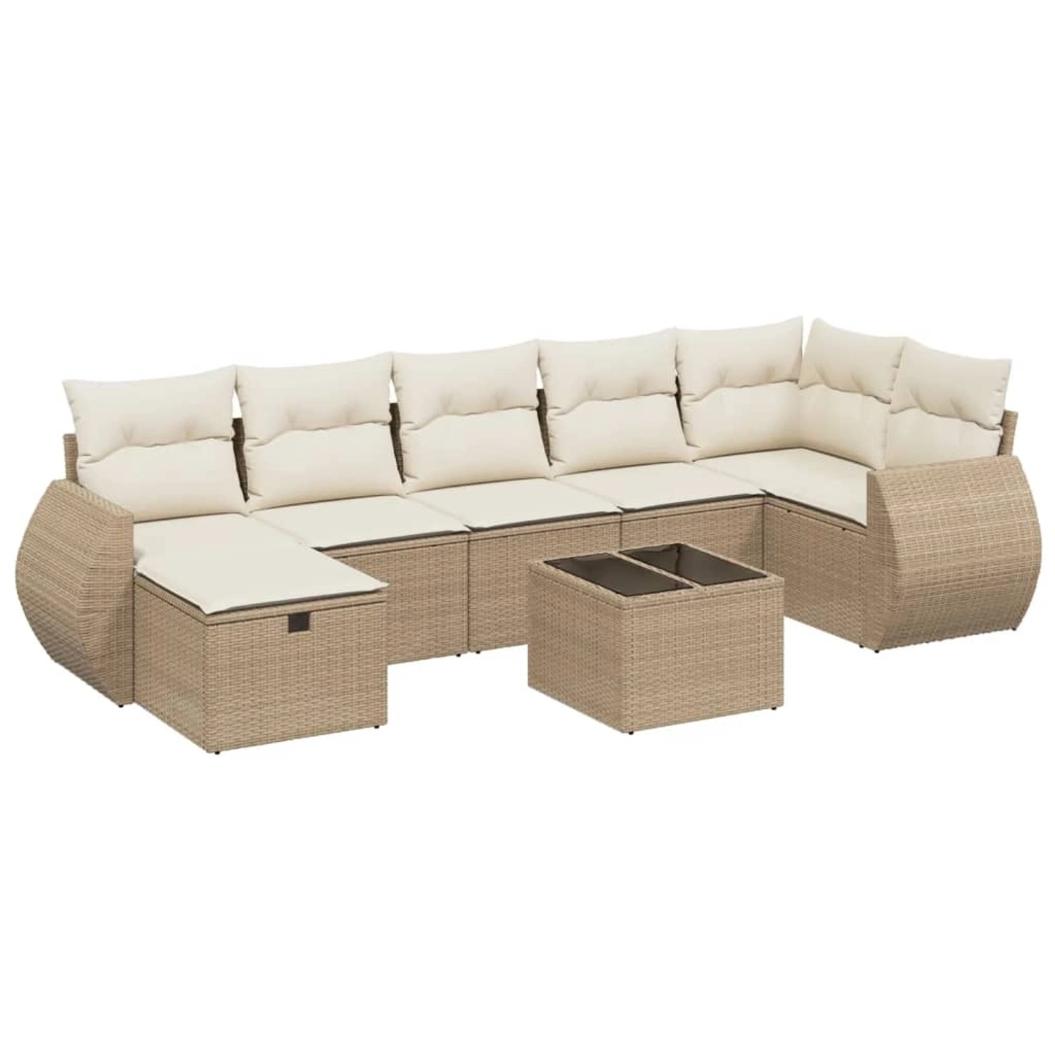 vidaXL 8-Tlg Garten-Sofagarnitur mit Kissen Beige Poly Rattan 3264134 günstig online kaufen