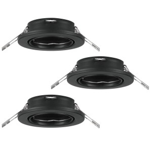 3er Set Eglo Agulo Einbaustrahler in Schwarz, 8,6cm Durchmesser.