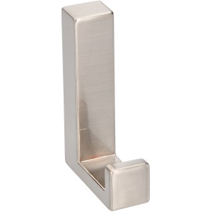 Glänzender, edelstahlfarbiger Garderobenhaken aus Metall, Siro 2326, mit einfachem Design.