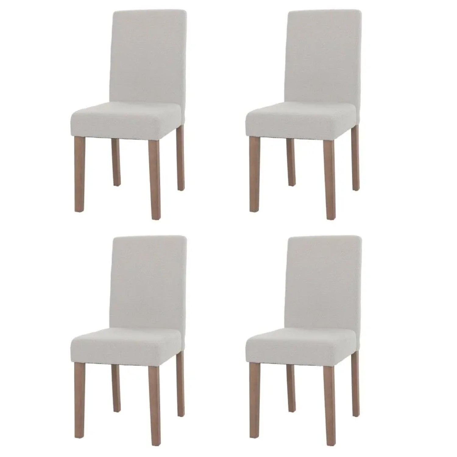 MCW Esszimmerstuhl Littau Boucle 4er-Set Creme Naturfarbene Beine