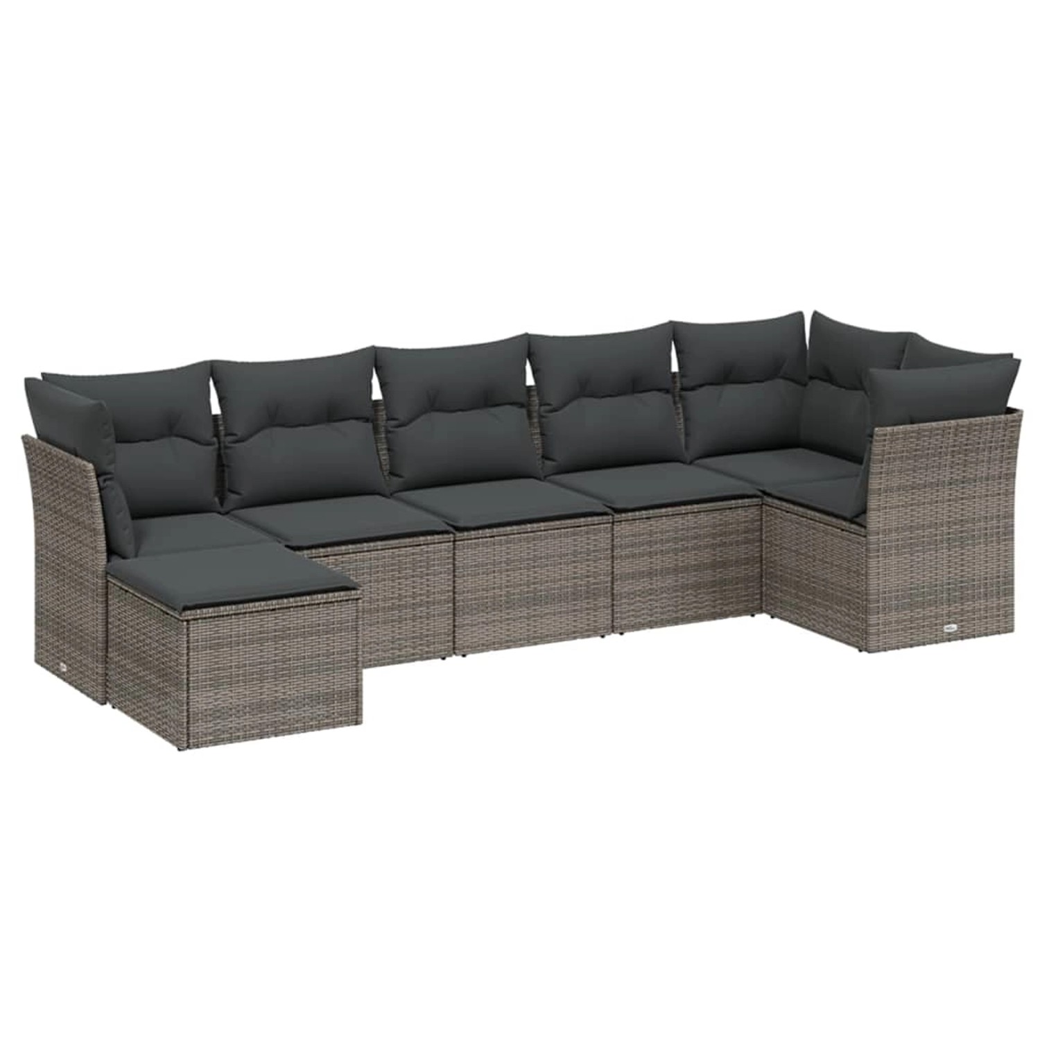 vidaXL 7-Tlg Garten-Sofagarnitur mit Kissen Grau Poly Rattan 3263196 günstig online kaufen