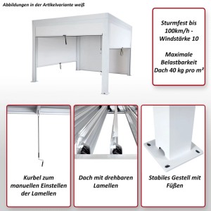 MCW Pergola L46 mit Seitenwand Anthrazit 10cm-Alu-Gestell 3x3m