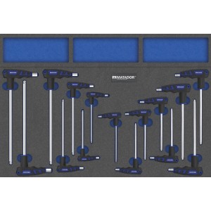 Matador Werkzeugmodul mit 15 T-Griff-Schlüsseln (Inbus/Torx) in Schaumstoffeinlage.