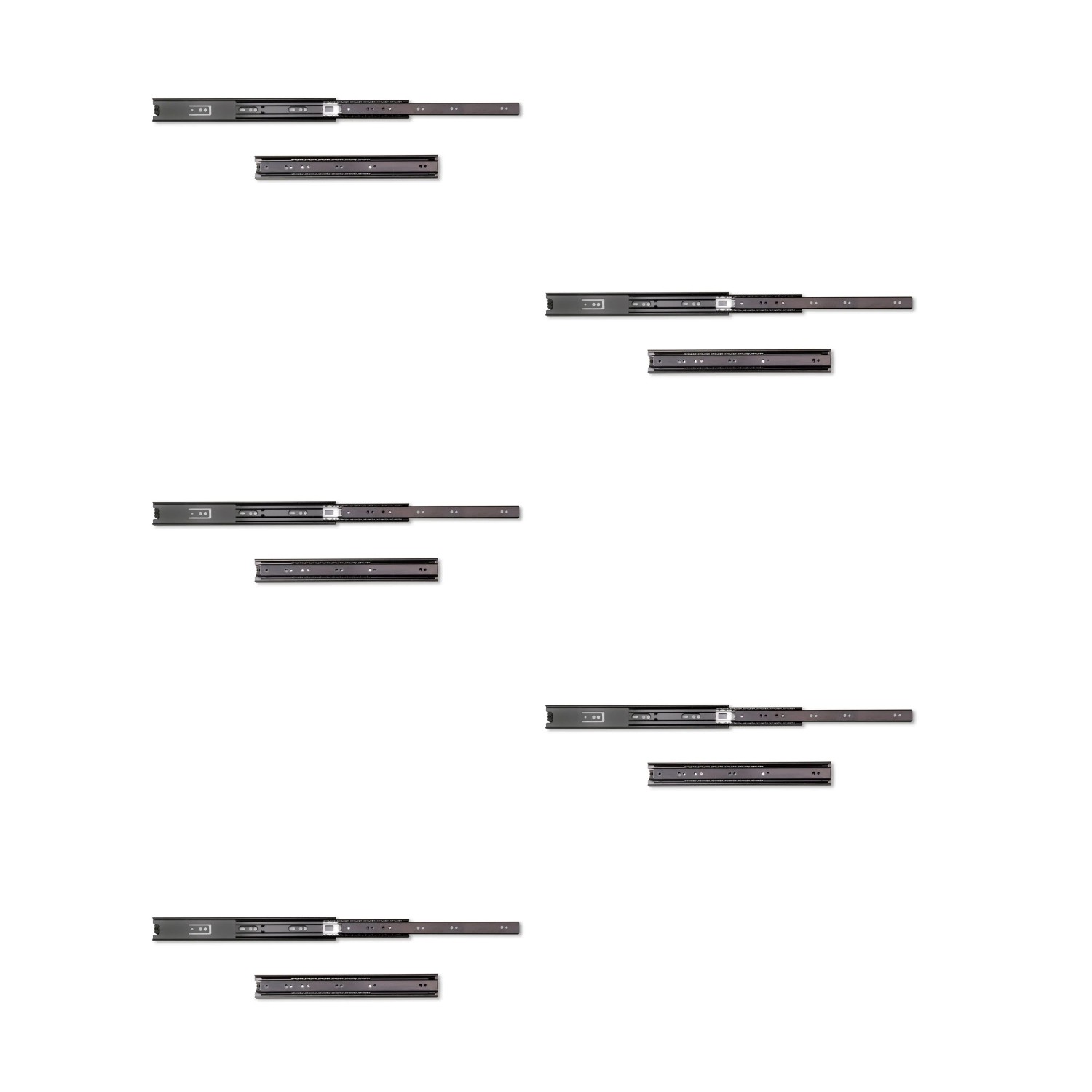 Emuca 5er Satz Kugelführungen Höhe 45mm Tiefe 350mm Vollauszug Schwarz
