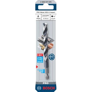 Bosch Spiralbohrer Pro Metal HSS-G Impact, 6 mm, Silber. Metallbohrer für präzise Bohrlöcher.