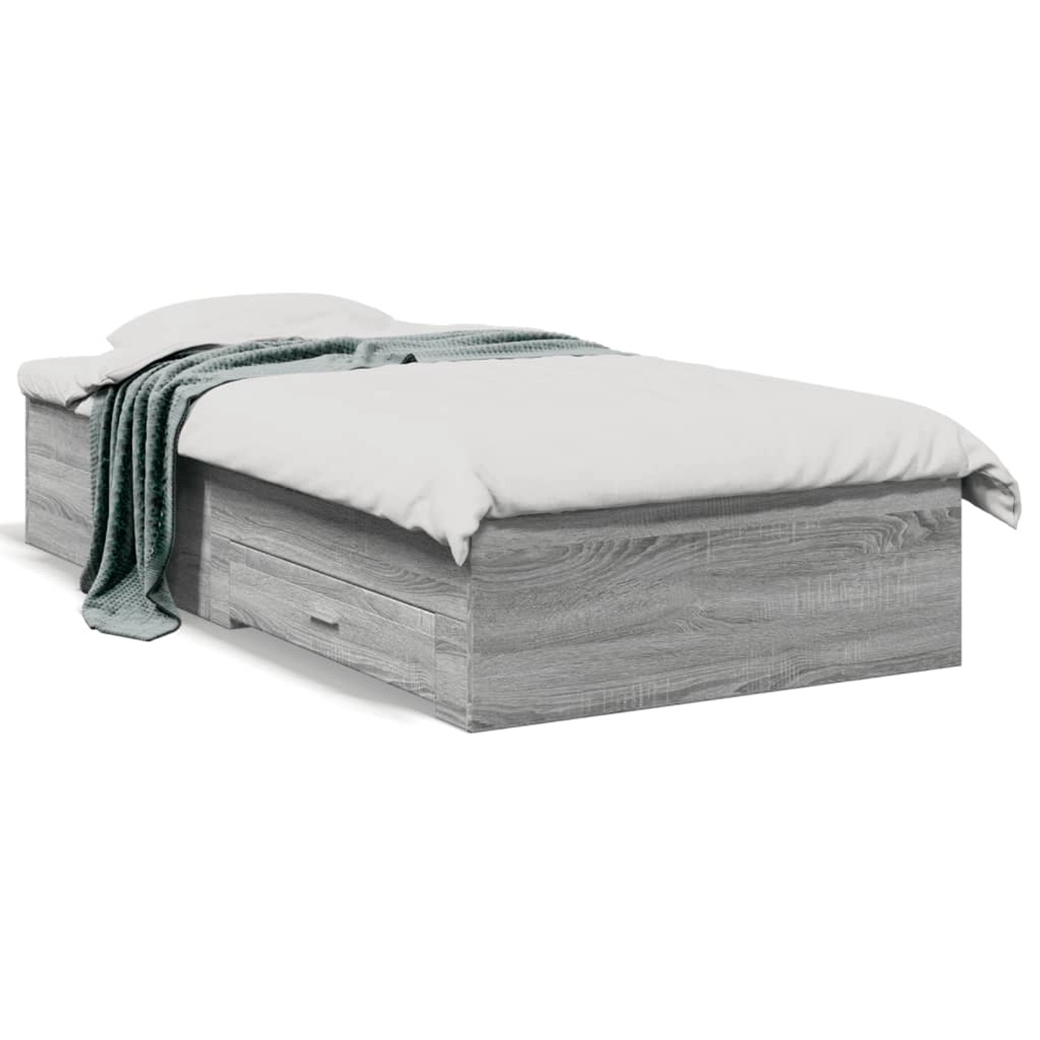 vidaXL Bettgestell mit Schubladen Grau Sonoma 75x190 cm Holzwerkstoff 3280445