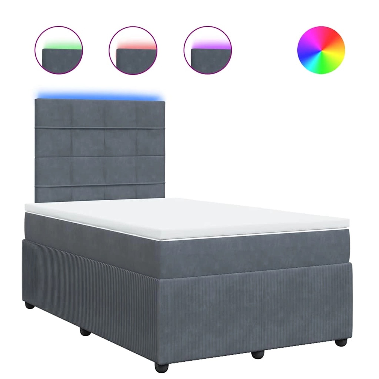 vidaXL Boxspringbett mit Matratze Dunkelgrau 120x190 cm Samt 3294587 günstig online kaufen
