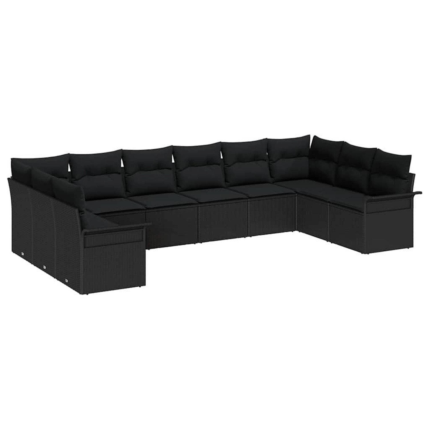 vidaXL Garten-Sofa-Set mit Kissen 10-Tlg Schwarz Poly Rattan 3345543 günstig online kaufen