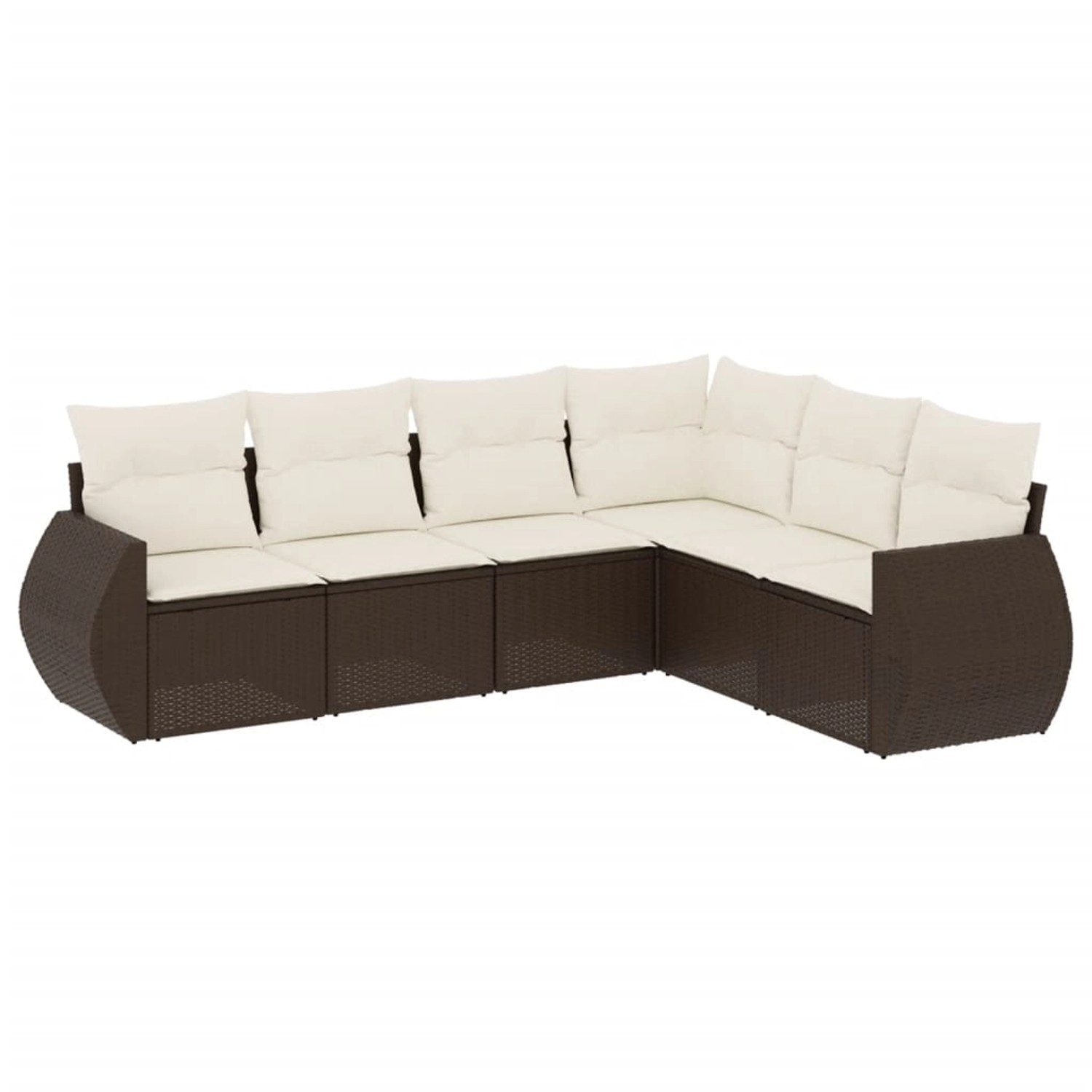 vidaXL 6-Tlg Garten-Sofagarnitur mit Kissen Braun Poly Rattan 3253750