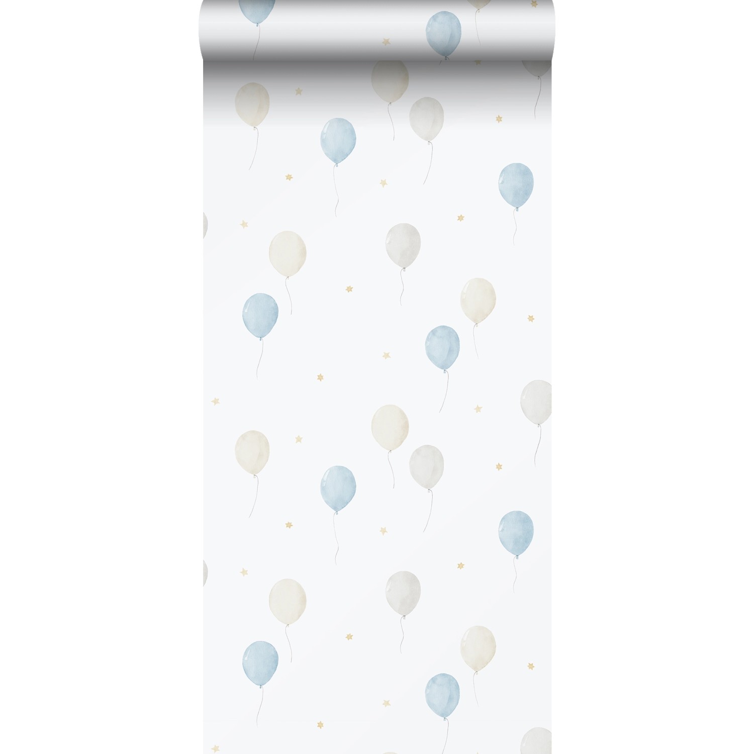 Sanders & Sanders Tapete Luftballon Blau Beige und Weiß 53 cm x 10.05 m günstig online kaufen