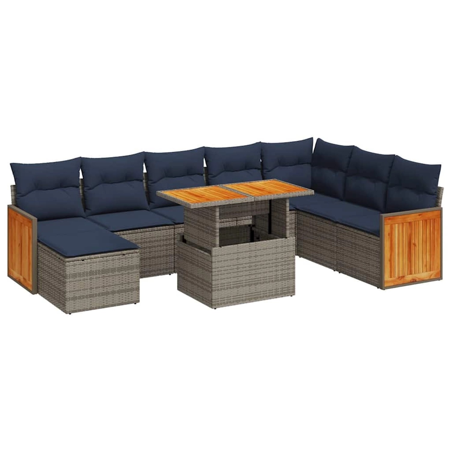 vidaXL 11-Tlg Garten-Sofagarnitur mit Kissen Grau Poly Rattan Akazie 332775 günstig online kaufen