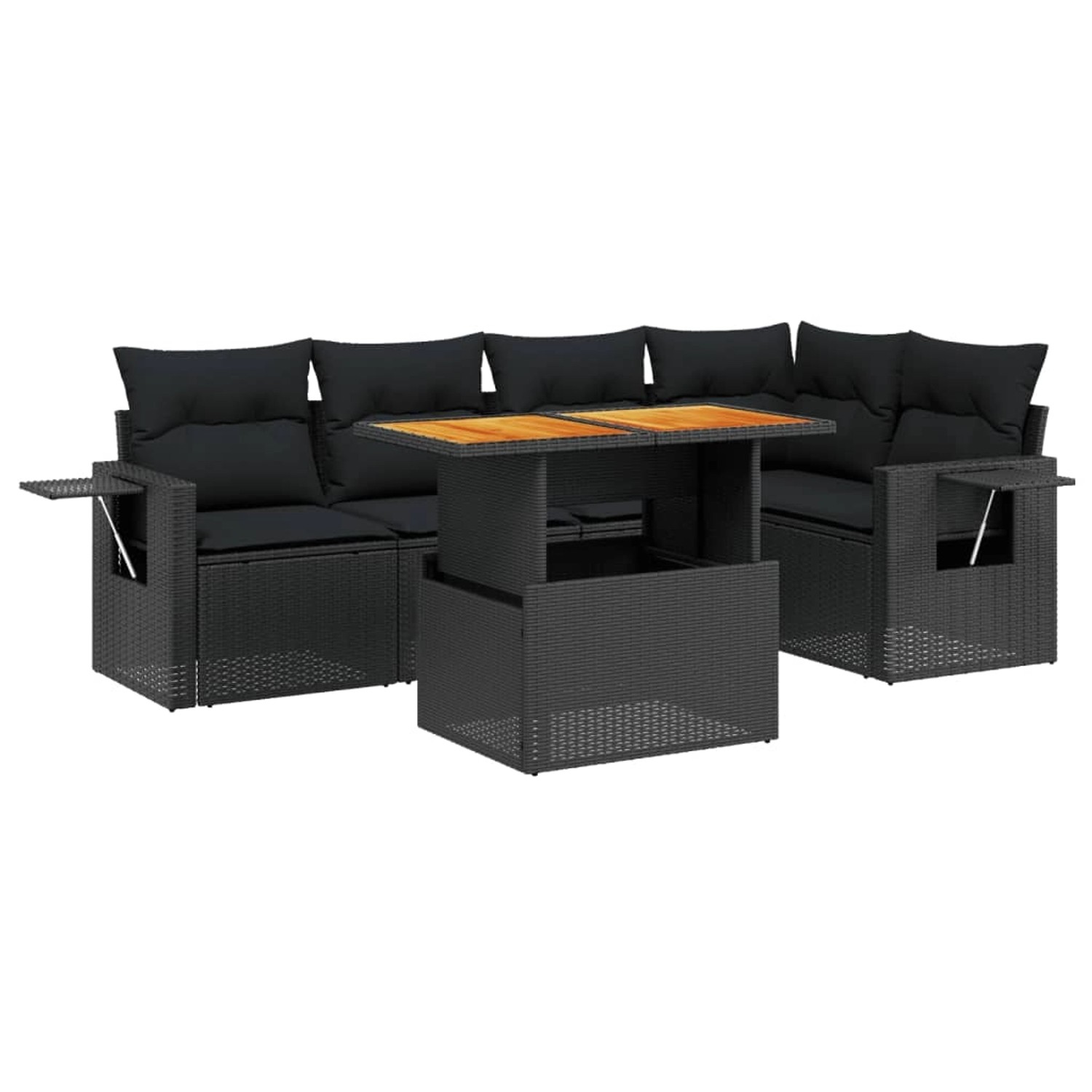 vidaXL 6-Tlg Garten-Sofagarnitur mit Kissen Schwarz Poly Rattan 3271741 günstig online kaufen