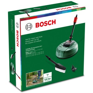 Bosch Haus- und Auto-Reinigungsset für Hochdruckreiniger: Terrassenreiniger, Bürste, Düse im Set.