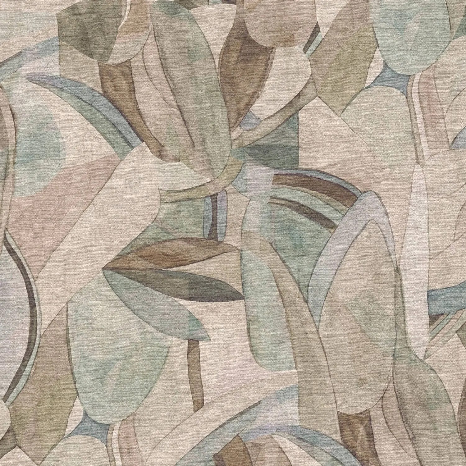 PROFHOME 782151-GU Grafik Tapete Abstrakt Grau Beige Blau Licht-Grün 0,53 m x 10,05 m 5,33 m2