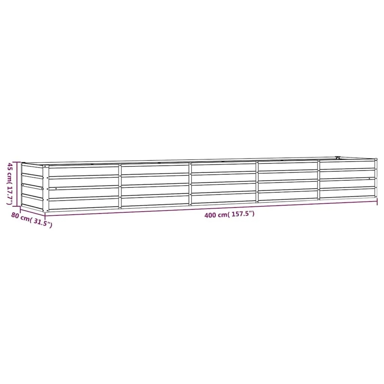 vidaXL Hochbeet Rostig 400x80x45 cm Cortenstahl 151964_8
