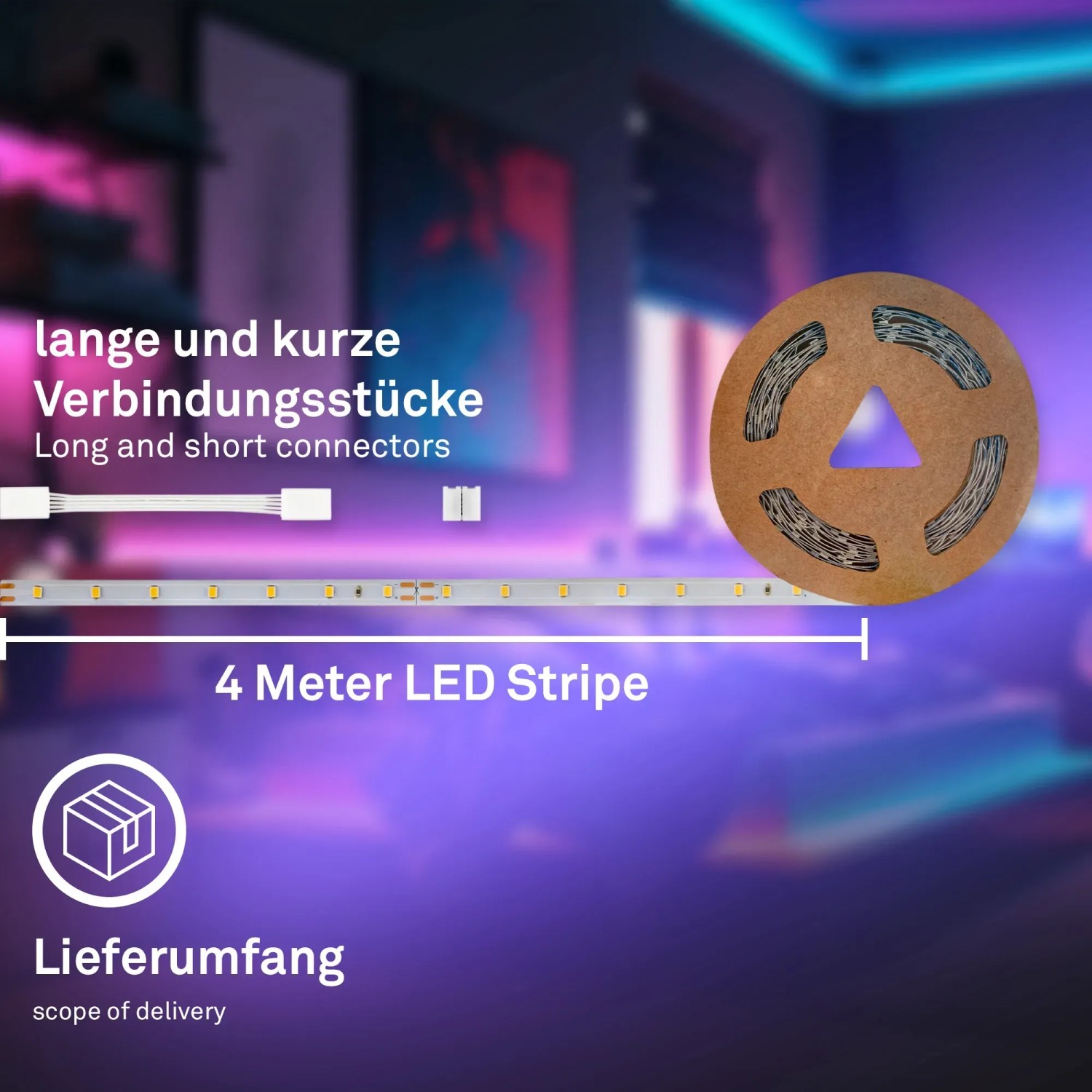 Briloner LED-Band Erweiterung: 4 m RGB/W Streifen, Verbinder und Rolle. Für flexible Lichtgestaltung.