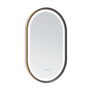 Aquabatos LED Badspiegel mit Spiegelheizung 50 x 80 cm Oval Spiegel mit Beleuchtung Dimmbar Touchschalter Aluminirahmen Badezimmerspiegel Lichtspiegel