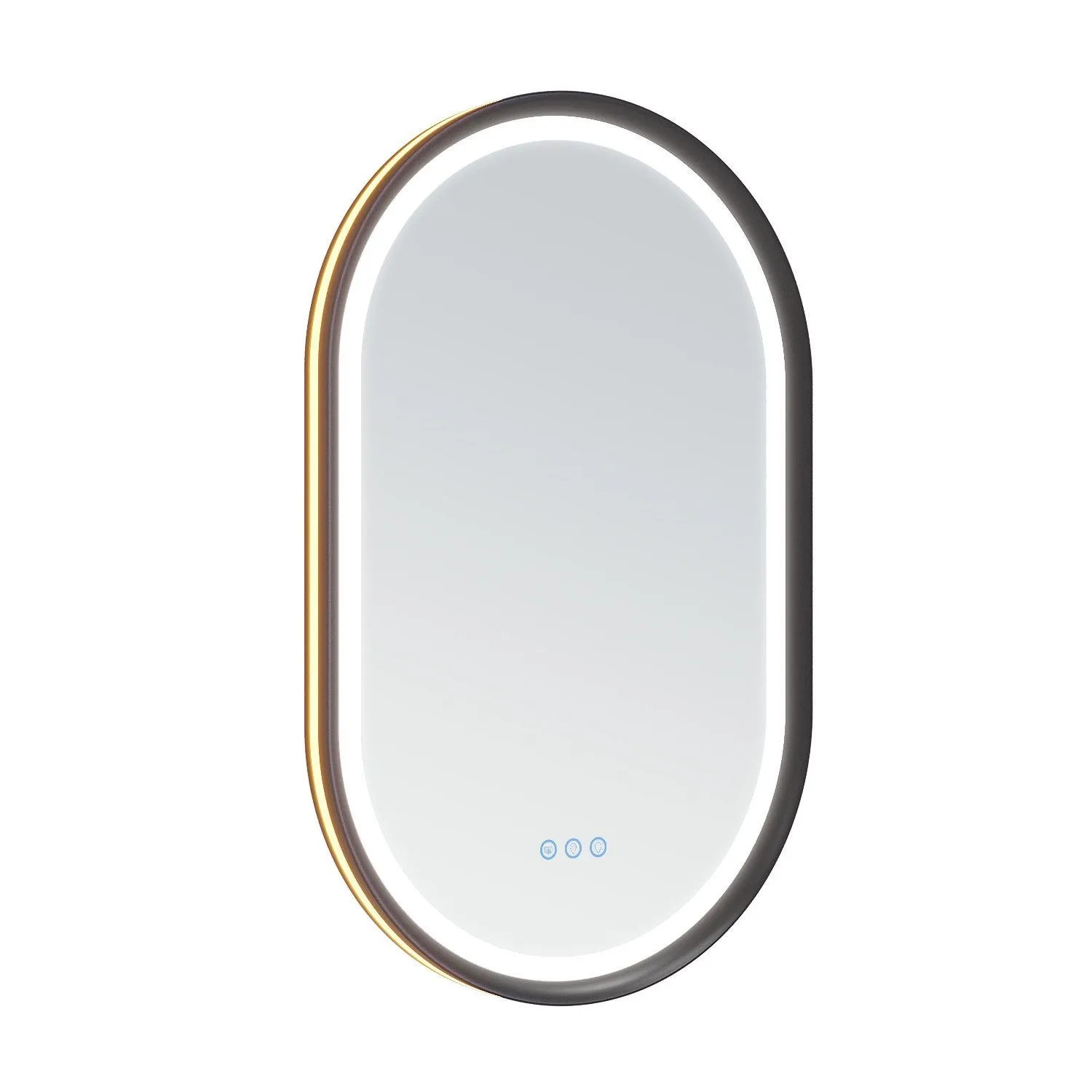 Aquabatos LED Badspiegel mit Spiegelheizung 50 x 80 cm Oval Spiegel mit Beleuchtung Dimmbar Touchschalter Aluminirahmen ...