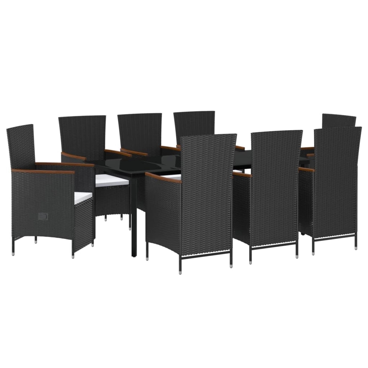 vidaXL 9-Tlg Garten-Essgruppe mit Kissen Schwarz 3099462