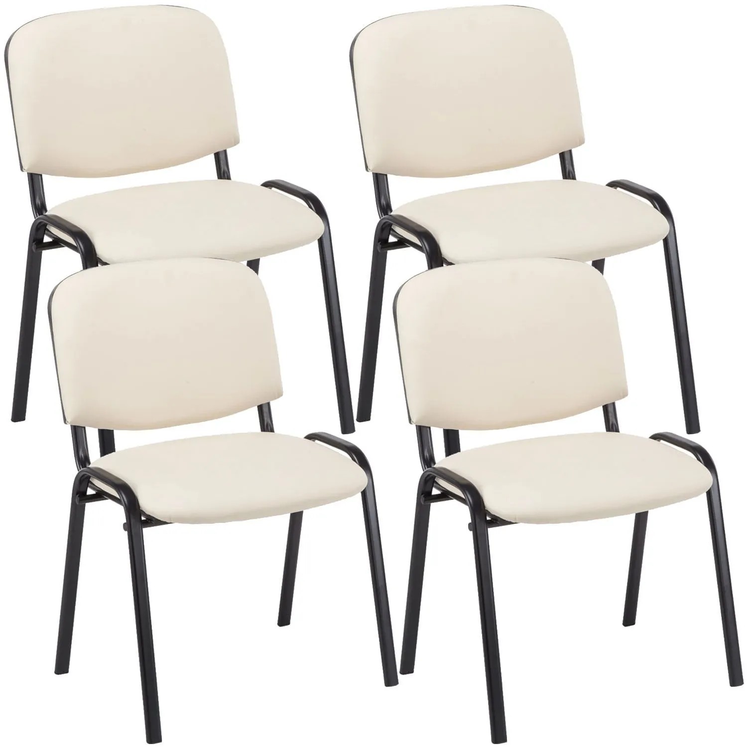 DELUKE 4er Set Besucherstuhl ZAGREB Kunstleder Creme 53x53x83cm Konferenzstuhl Wartezimmerstuhl Bürostuhl
