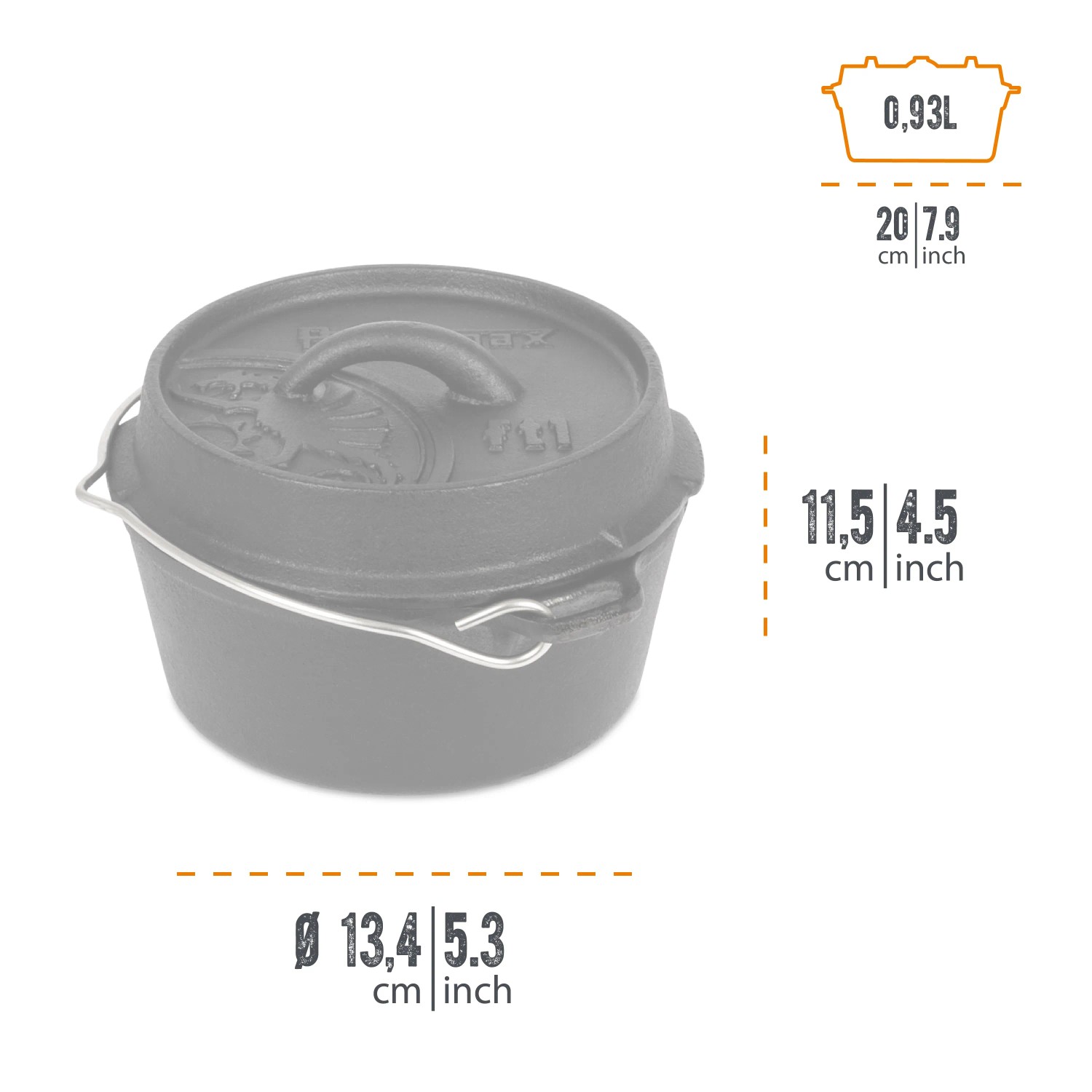 Petromax Dutch Oven FT1-T, 1,1 l, Schwarz, mit Deckel und Henkel. Ideal zum Kochen und Backen im Freien.