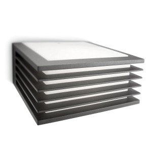 Anthrazitfarbene Philips Shades Außenwandleuchte aus Aluminium, Lichteffekt nach oben und unten.