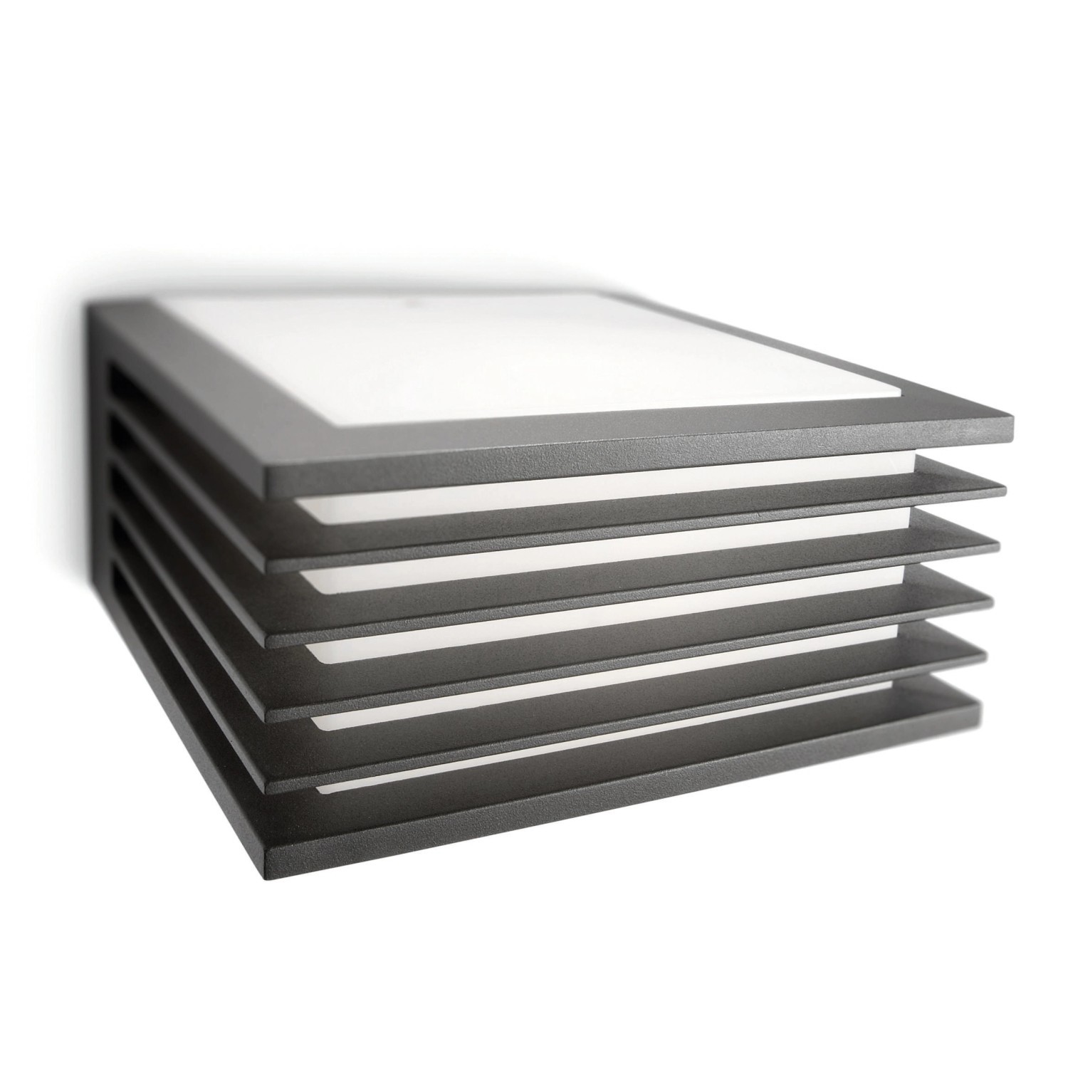 Anthrazitfarbene Philips Shades Außenwandleuchte aus Aluminium, Lichteffekt nach oben und unten.