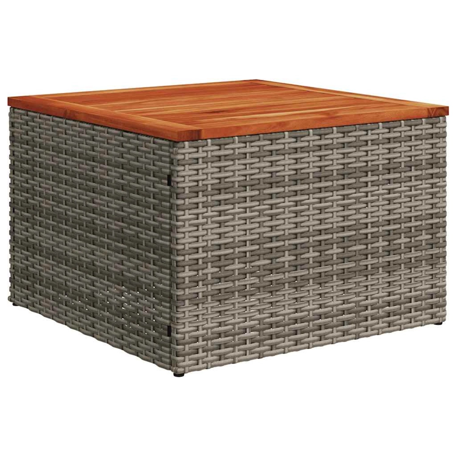 Grauer vidaXL Gartentisch aus Polyrattan mit Akazienholzplatte, Teil der 9-tlg. Sofagarnitur.