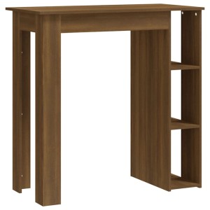 Brauner Bartisch mit Regal, 102x50x103,5 cm, Eiche Holzwerkstoff. Stehtisch mit drei Ablagen.