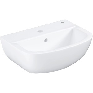 Weißes Grohe Handwaschbecken Bau Keramik, 45 cm, für Gäste-WC, mit Überlauf und Hahnloch.