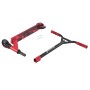 ArtSport Stuntscooter Red Smoke, zerlegt. Rotes Deck mit schwarzem Muster, schwarzer Lenker, rote Griffe. Ideal für Tricks.