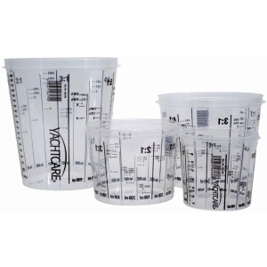 Yachtcare Multi Mischbecher Set, transparent mit Skala für Bootslacke.
