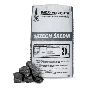Sack Anmag Steinkohle (20kg, 25-60mm) mit Kohlenstücken. Brennstoff für Öfen und Heizkessel.
