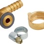 Schlauchverbinder aus Messing, 10 mm x 24,1 mm (G 3/4), mit Schlauchschelle und Tülle für sichere Schlauchverbindungen.