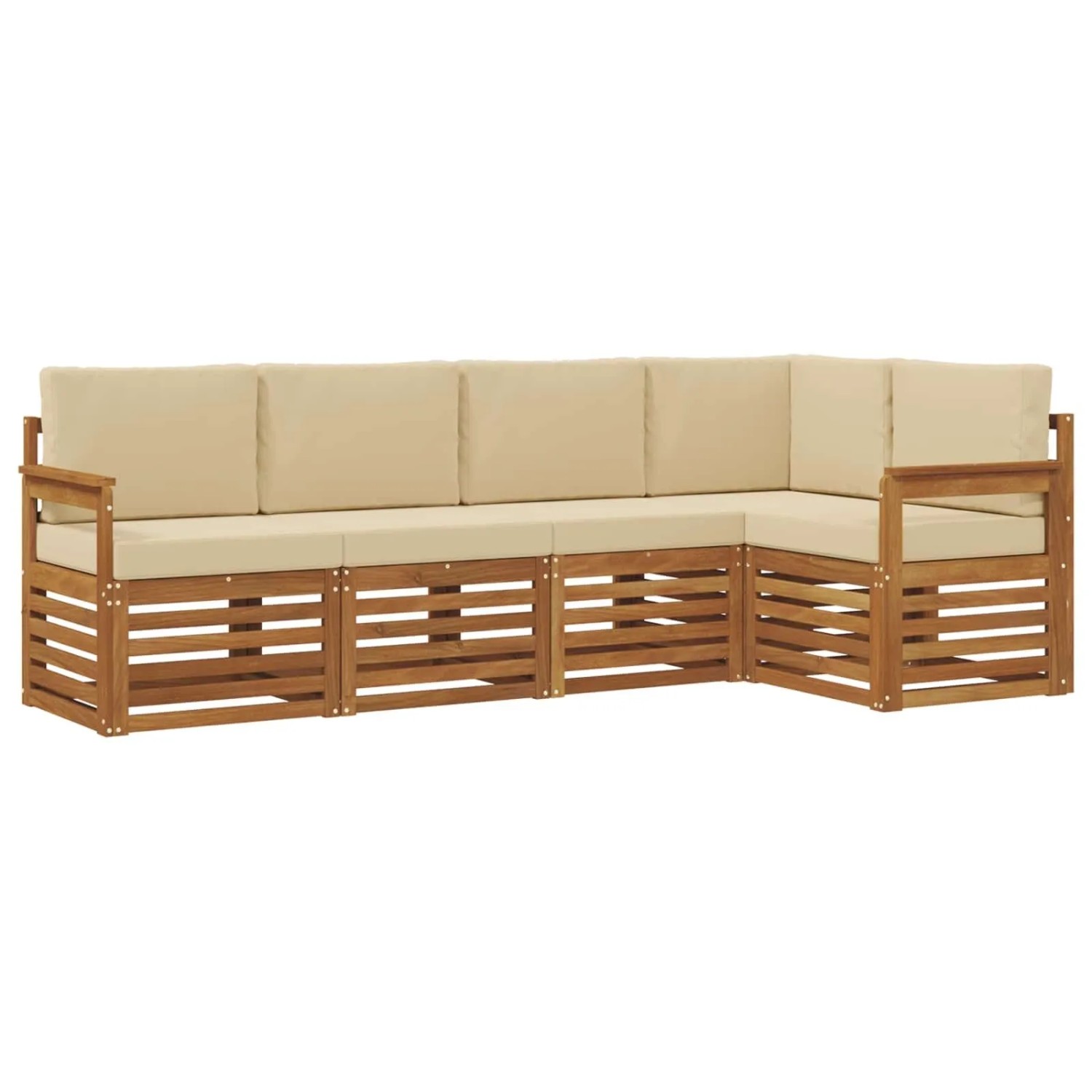 vidaXL Sofagarnituren 5 Tlg Natur und Beige Massivholz Akazie 3374798