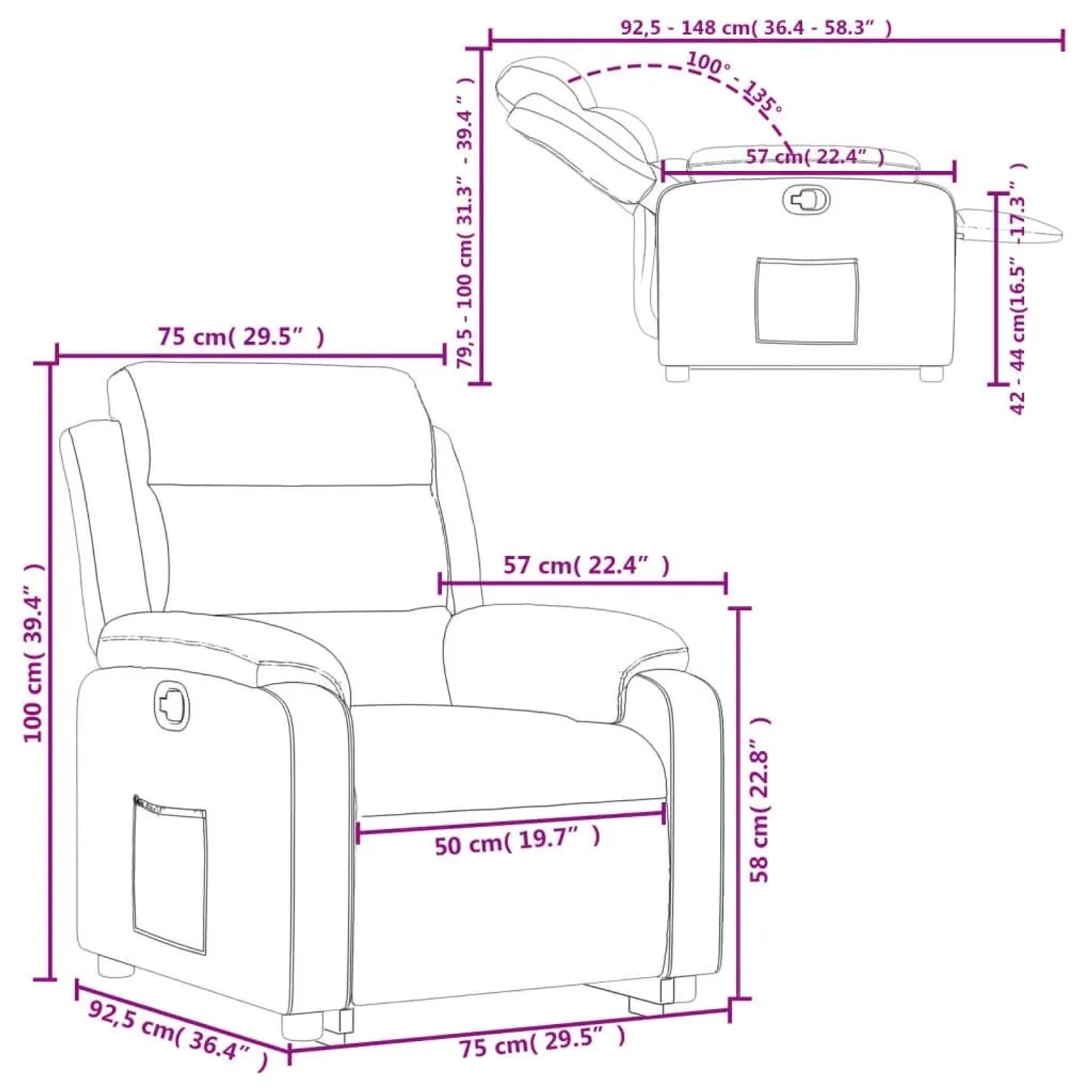 vidaXL Relaxsessel mit Aufstehhilfe Grau Kunstleder 3205045_16