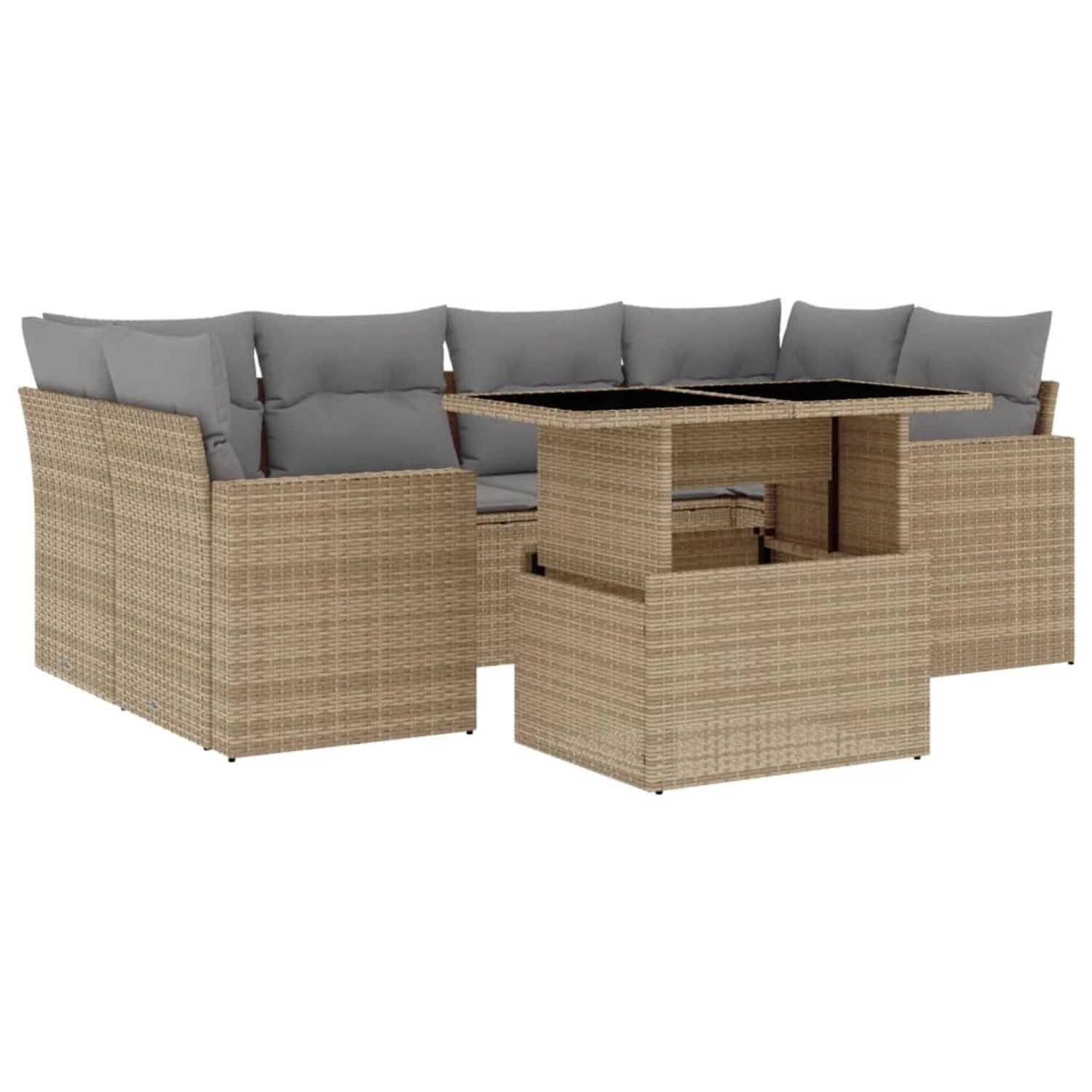 vidaXL 7-tlg Garten-Sofagarnitur mit Kissen Beige Poly Rattan Modell 401 günstig online kaufen